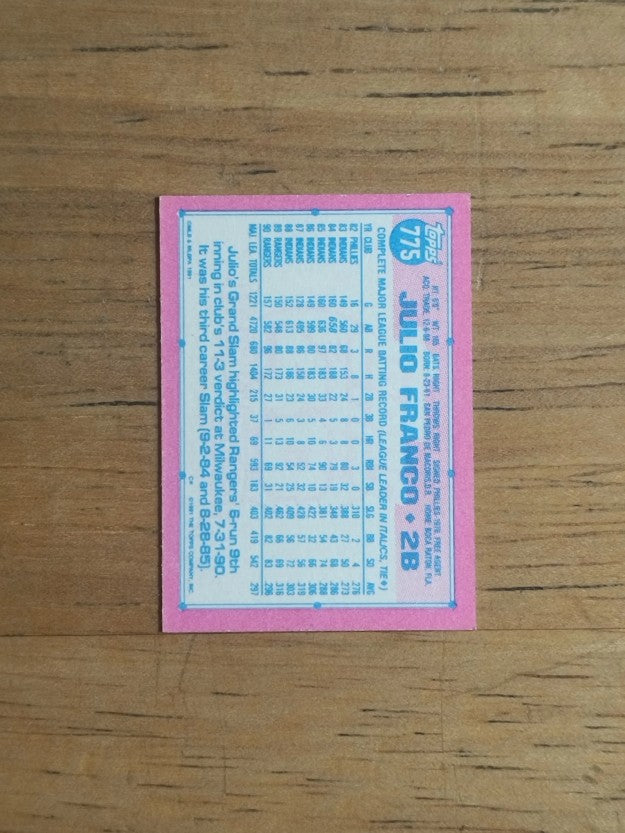 1991 Topps Micro #775 Julio Franco