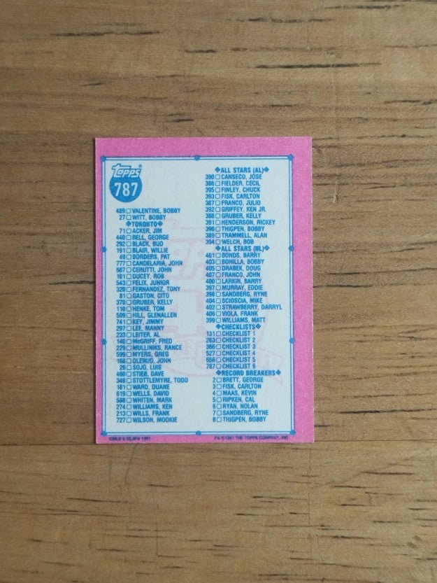 1991 Topps Micro #787 Checklist 6
