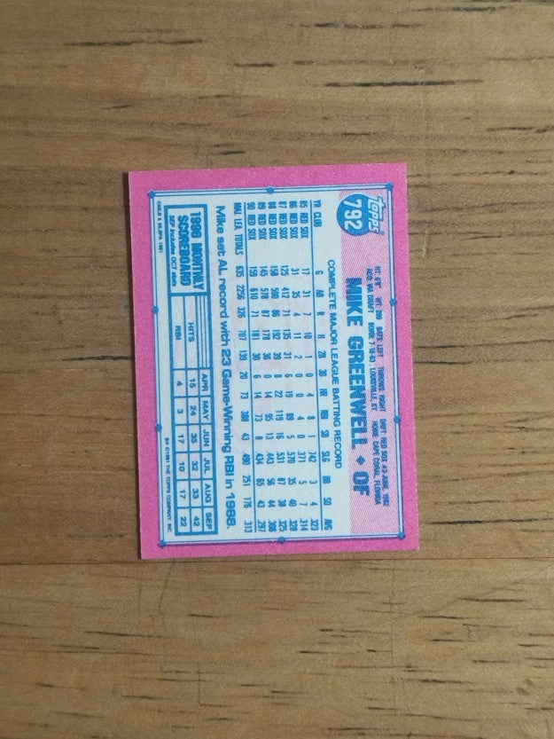 1991 Topps Micro #792 Mike Greenwell