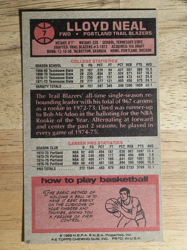 1976-77 Topps #7 Lloyd Neal (NMMT)