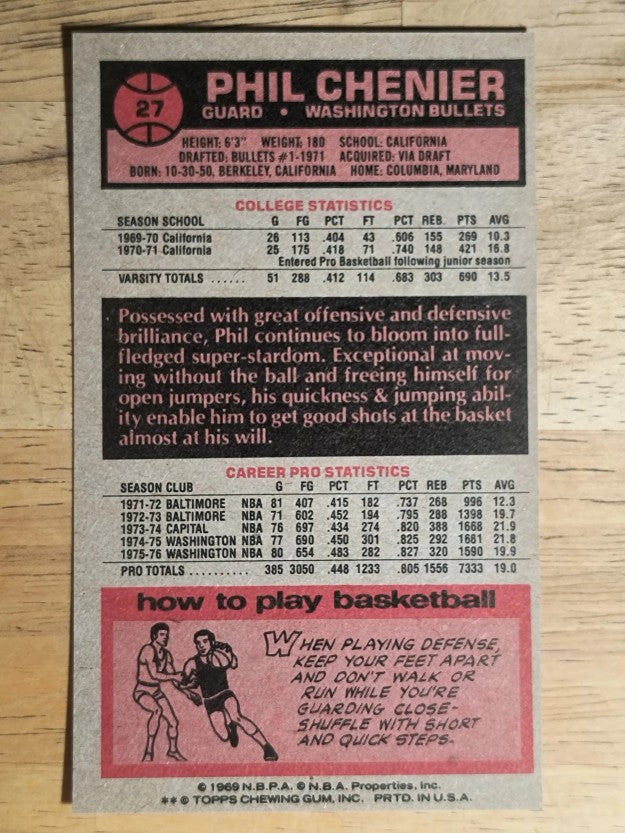 1976-77 Topps #27 Phil Chenier (MINT)