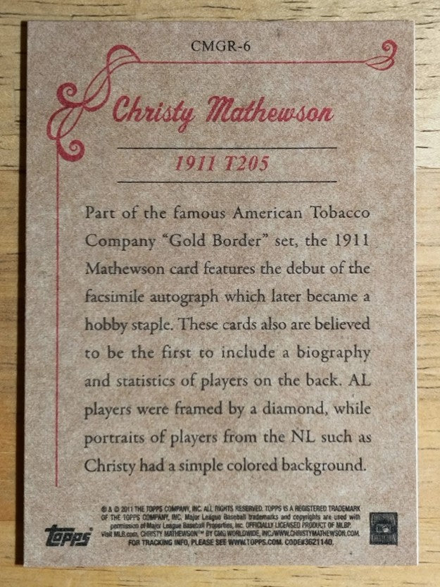 2011 Topps CMG Reprints #CMGR6 Christy Mathewson