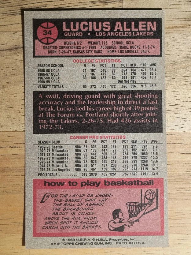 1976-77 Topps #34 Lucius Allen (EXMT)