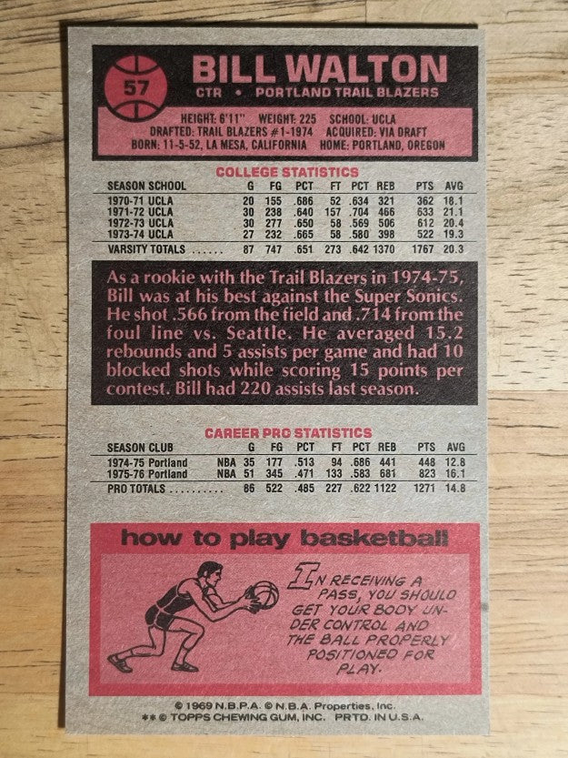 1976-77 Topps #57 Bill Walton (NMMT)