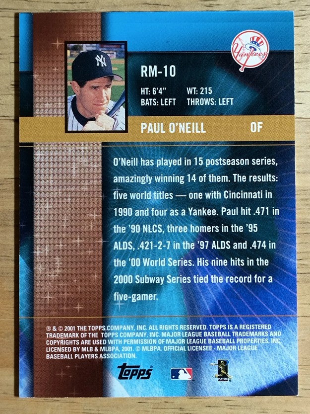 2002 Topps Ring Masters #RM10 Paul O'Neill