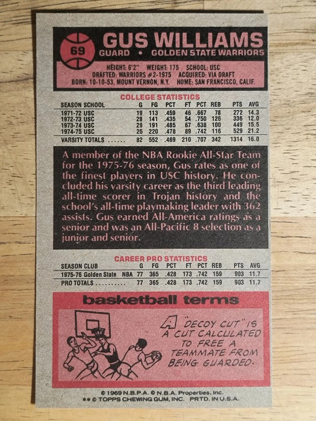 1976-77 Topps #69 Gus Williams RC (NM)