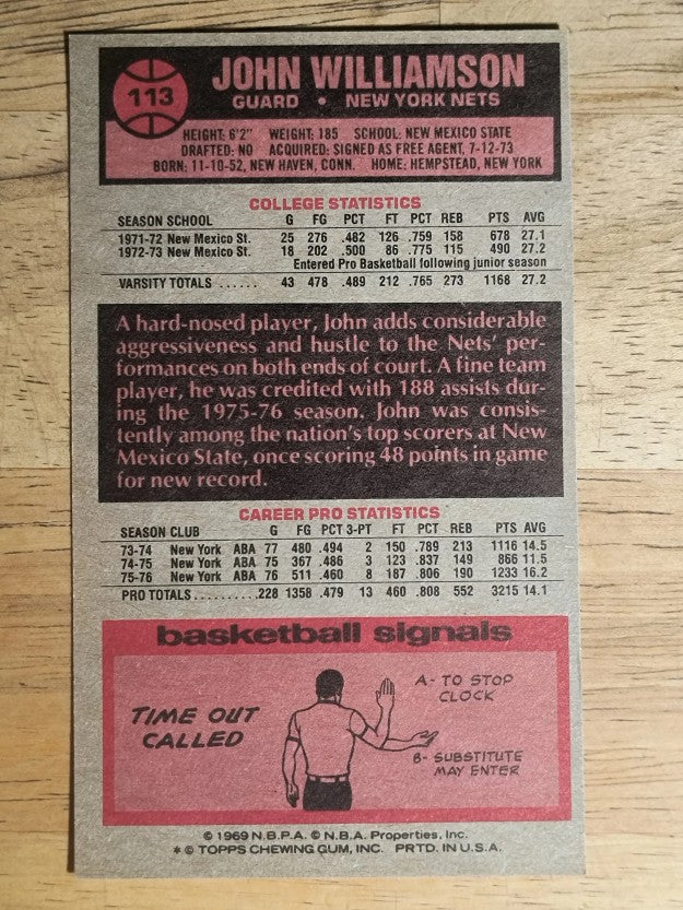 1976-77 Topps #113 John Williamson (EXMT)