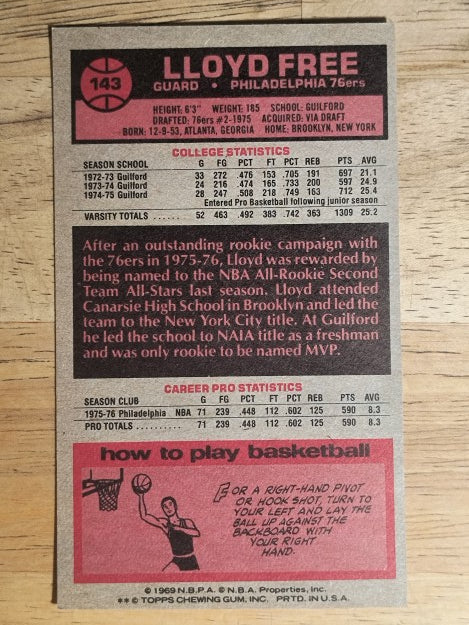 1976-77 Topps #143 Lloyd Free RC (VGEX)