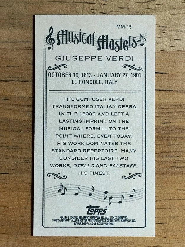 2012 Topps Allen and Ginter Mini Musical Masters #MM15 Giuseppe Verdi