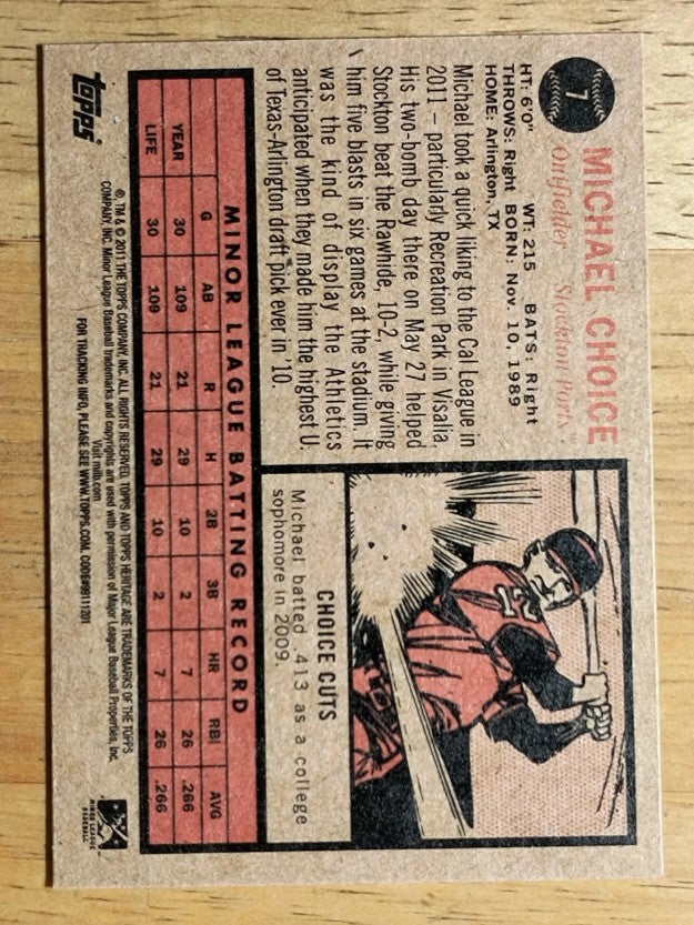 2011 Topps Heritage Minors #7 Michael Choice