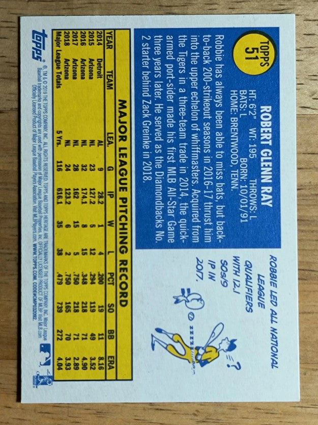 2019 Topps Heritage #51 Robbie Ray