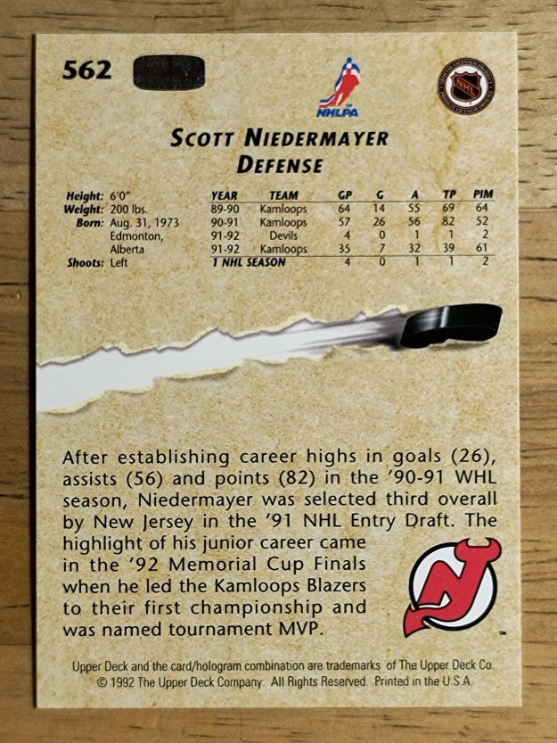 1992-93 Upper Deck #562 Scott Niedermayer YG