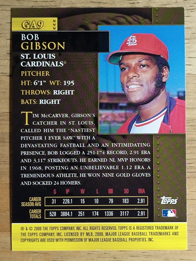 2001 Topps Golden Anniversary #GA9 Bob Gibson