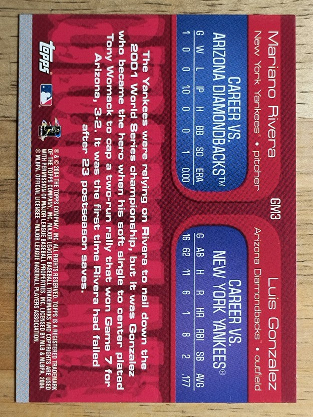 2005 Topps Grudge Match #3 Mariano Rivera/Luis Gonzalez