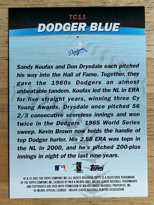 2001 Topps Combos #TC11 Don Drysdale/Kevin Brown/Sandy Koufax