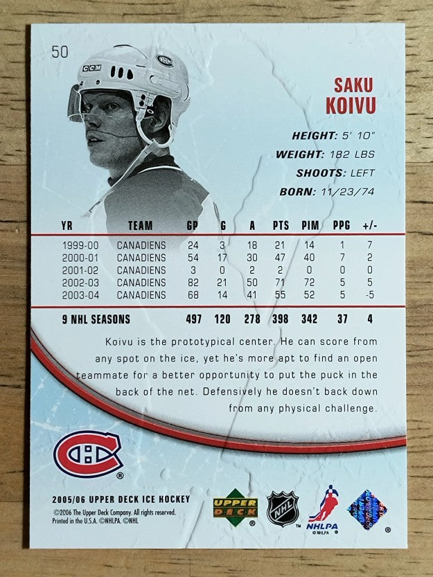 2005-06 Upper Deck Ice #50 Saku Koivu