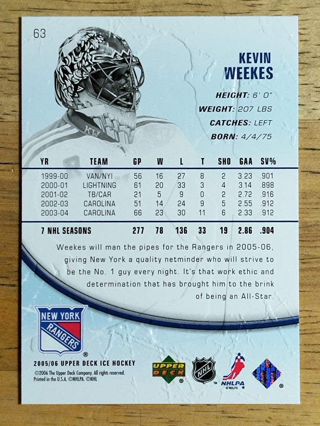 2005-06 Upper Deck Ice #63 Kevin Weekes