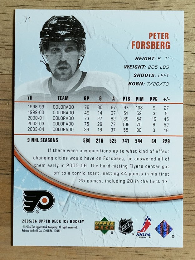 2005-06 Upper Deck Ice #71 Peter Forsberg