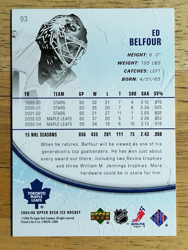 2005-06 Upper Deck Ice #93 Ed Belfour