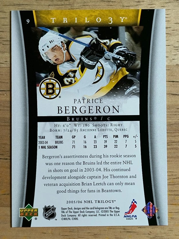 2005-06 Upper Deck Trilogy #9 Patrice Bergeron
