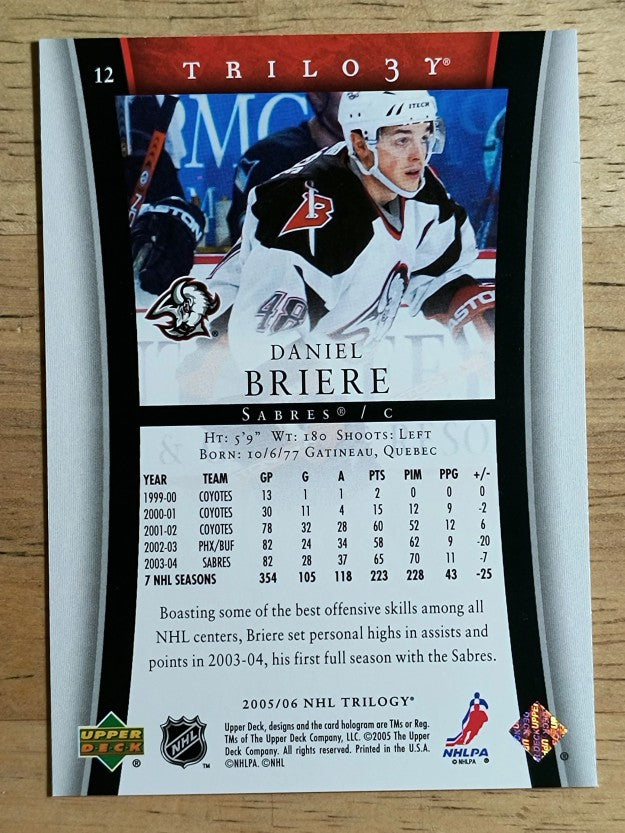 2005-06 Upper Deck Trilogy #12 Daniel Briere
