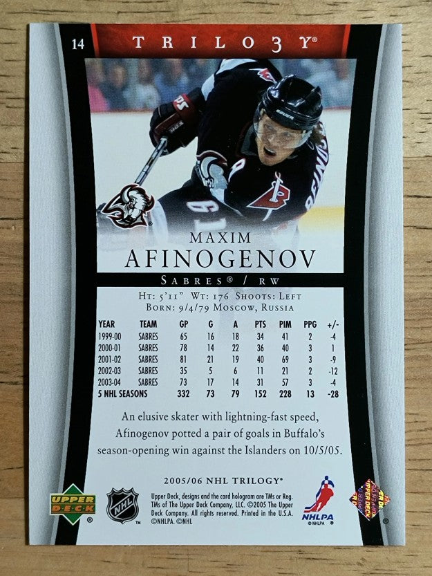 2005-06 Upper Deck Trilogy #14 Maxim Afinogenov
