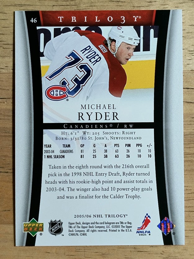2005-06 Upper Deck Trilogy #46 Michael Ryder