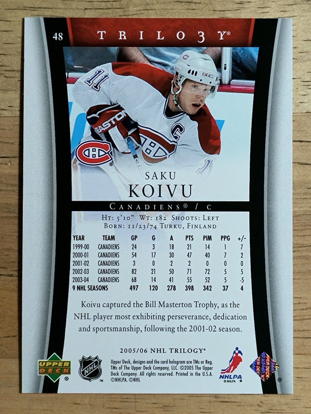 2005-06 Upper Deck Trilogy #48 Saku Koivu