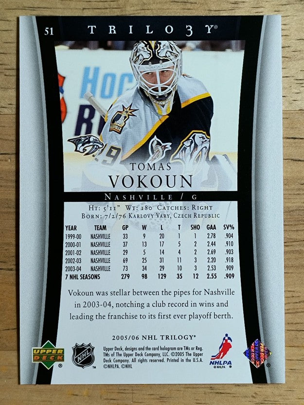 2005-06 Upper Deck Trilogy #51 Tomas Vokoun