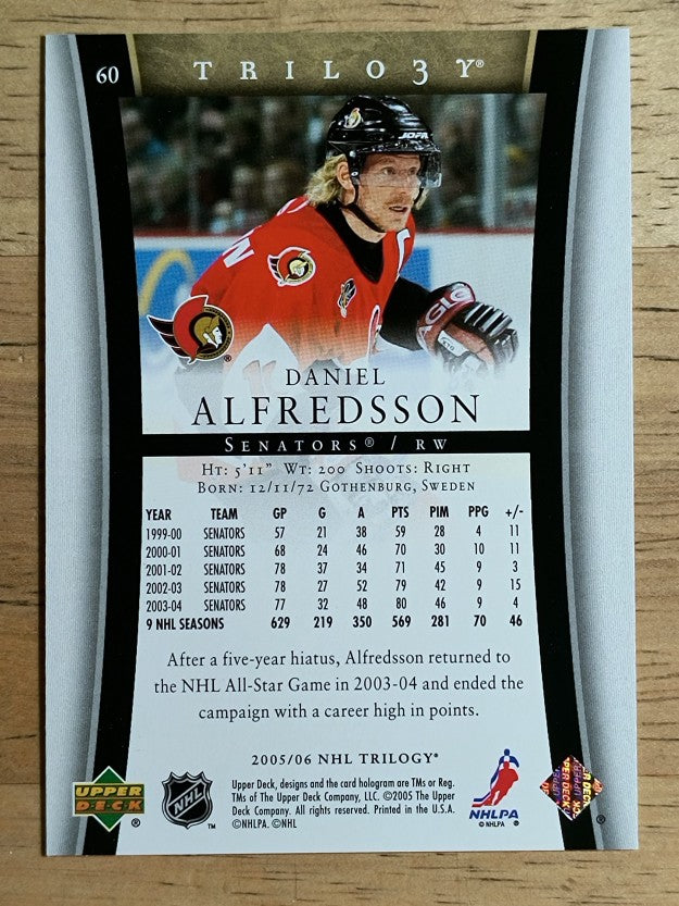 2005-06 Upper Deck Trilogy #60 Daniel Alfredsson