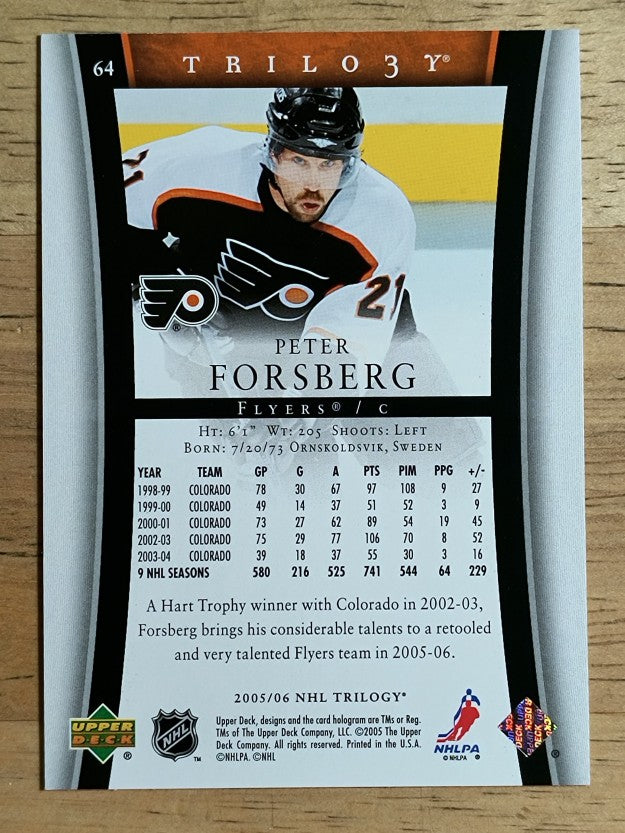 2005-06 Upper Deck Trilogy #64 Peter Forsberg