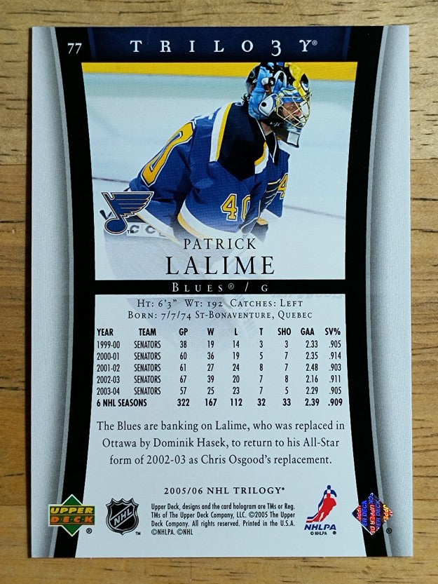 2005-06 Upper Deck Trilogy #77 Patrick Lalime