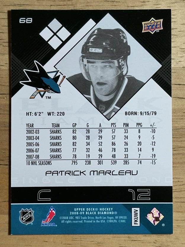 2008-09 Black Diamond #68 Patrick Marleau