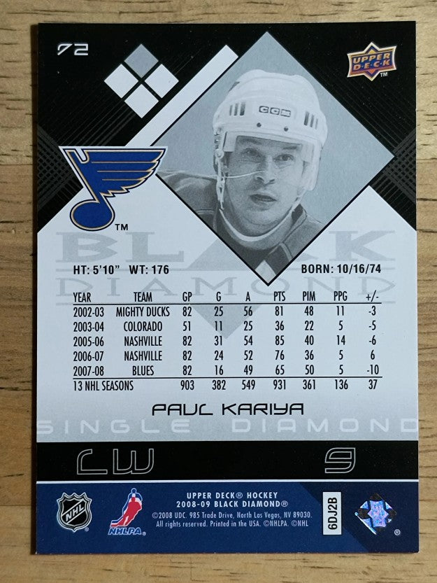 2008-09 Black Diamond #72 Paul Kariya