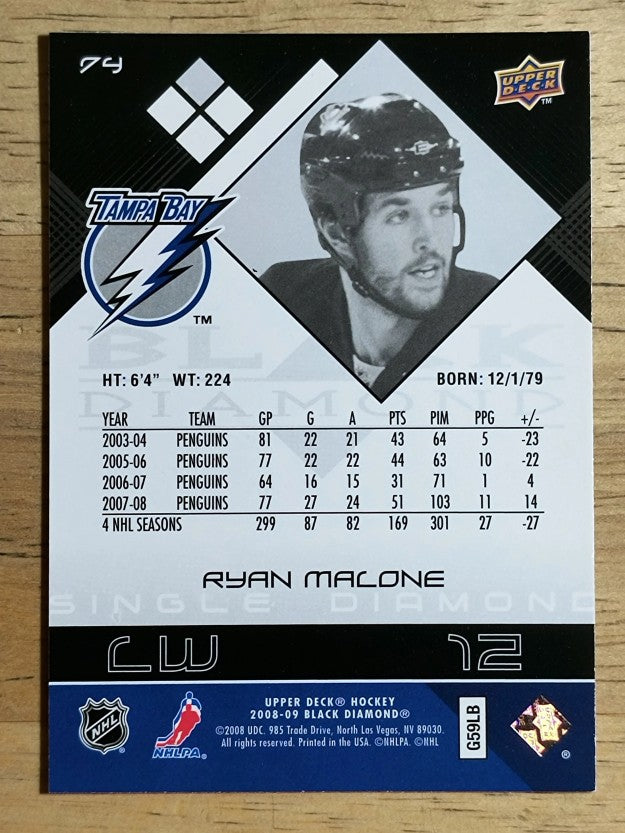 2008-09 Black Diamond #74 Ryan Malone