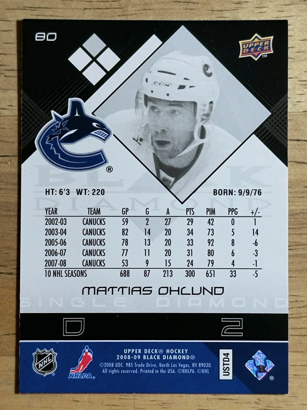 2008-09 Black Diamond #80 Mattias Ohlund