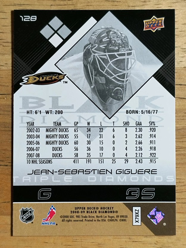 2008-09 Black Diamond #128 Jean-Sebastien Giguere