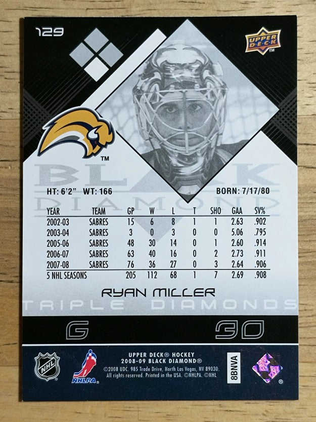 2008-09 Black Diamond #129 Ryan Miller