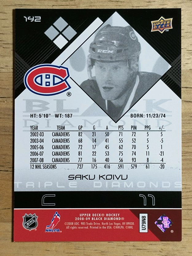 2008-09 Black Diamond #142 Saku Koivu