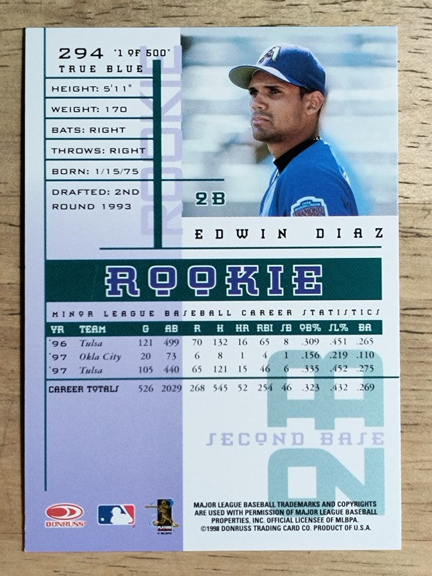 1998 Leaf Rookies and Stars True Blue #294 Edwin Diaz (EX)