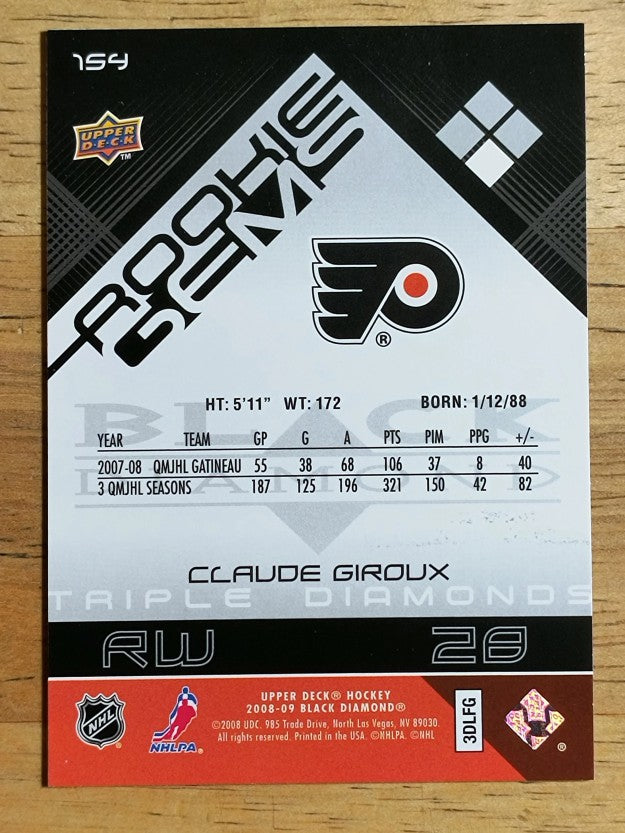 2008-09 Black Diamond #154 Claude Giroux RC