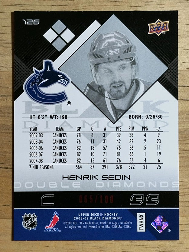 2008-09 Black Diamond Ruby #126 Henrik Sedin