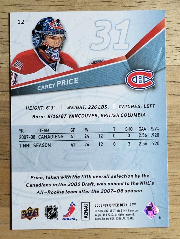 2008-09 Upper Deck Ice #12 Carey Price