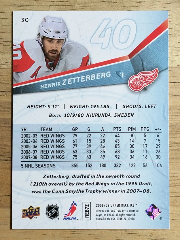 2008-09 Upper Deck Ice #30 Henrik Zetterberg