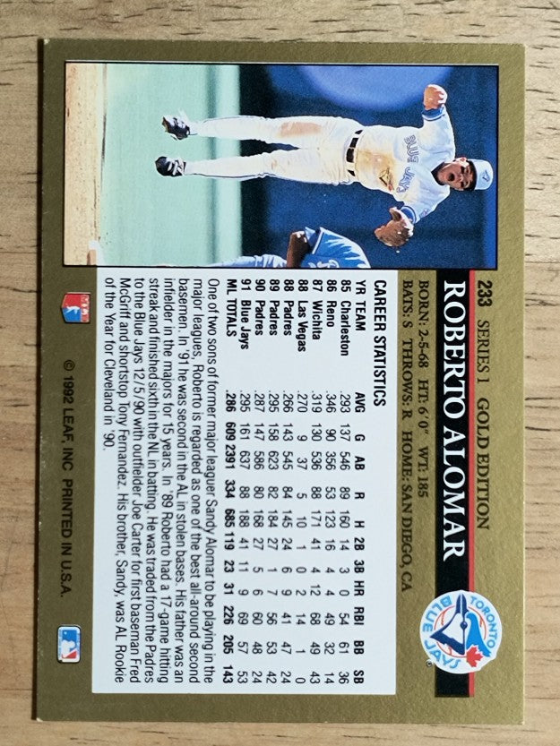 1992 Leaf Black Gold #233 Roberto Alomar