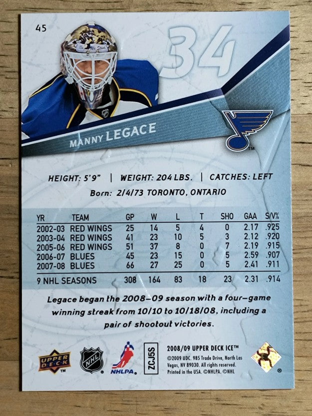 2008-09 Upper Deck Ice #45 Manny Legace