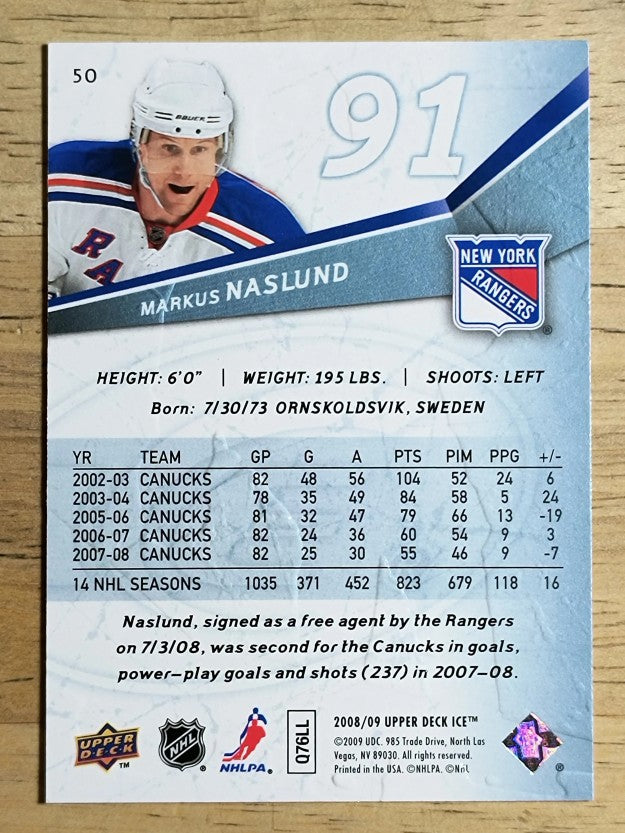 2008-09 Upper Deck Ice #50 Markus Naslund