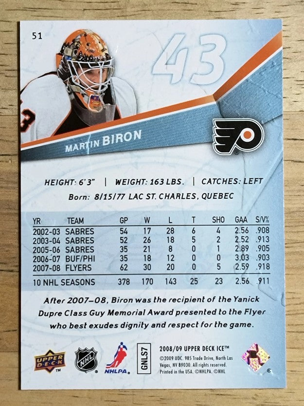 2008-09 Upper Deck Ice #51 Martin Biron