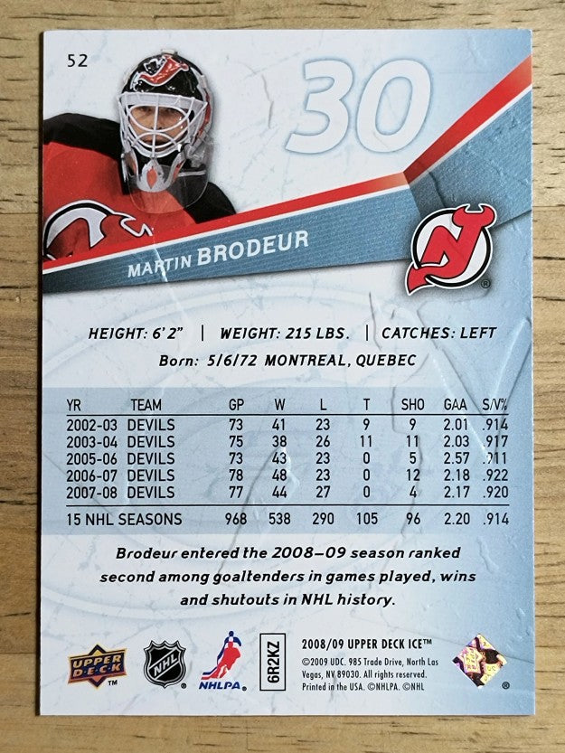 2008-09 Upper Deck Ice #52 Martin Brodeur