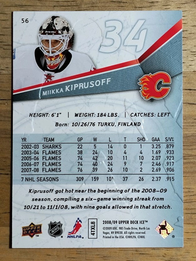 2008-09 Upper Deck Ice #56 Miikka Kiprusoff
